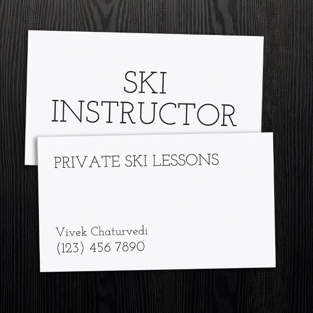 Ski Lessons Professional Instructor Simple Business Card (Ski Lessons Professional Instructor Business Card)