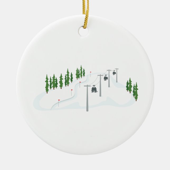 Ski Lift Ceramic Tree Decoration (Front)