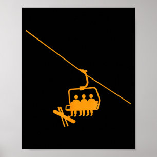 Ski lift crew skiing rescue wellness mountain poster