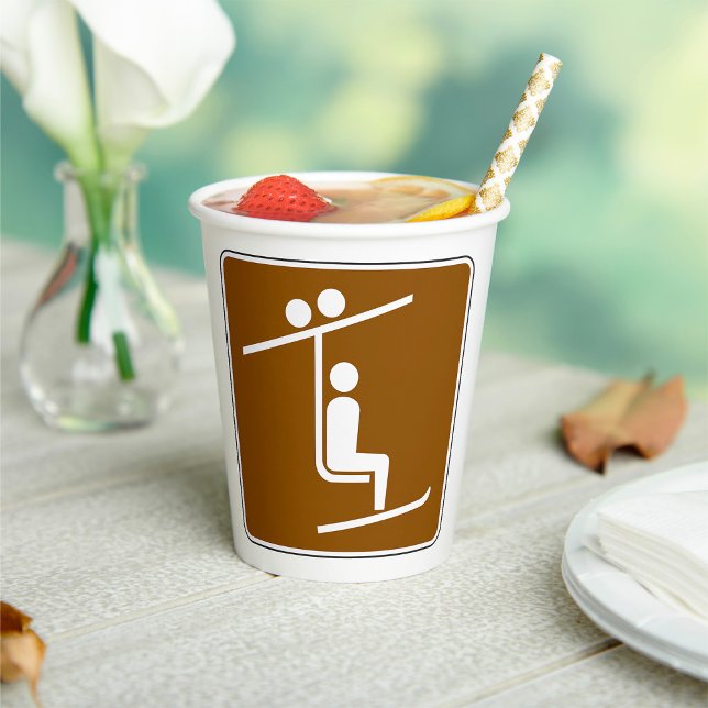 Ski Lift Symbol Rustic Winter Sports Icon Paper Cups (Creator Uploaded)