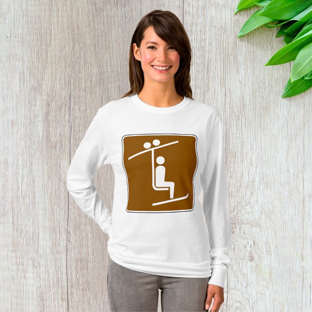 Ski Lift Symbol Rustic Winter Sports Icon T-Shirt (Creator Uploaded)