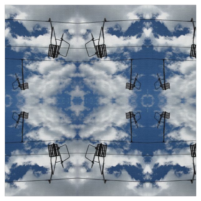 Ski Lifts and Cloudy Sky Photo Fabric (Swatch)