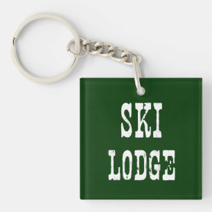 Ski Lodge Green Key Ring