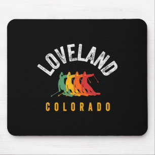 Ski Loveland Skier Loveland Mountain Skier Retro V Mouse Pad