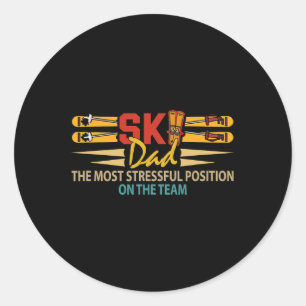 Ski Lover Dad Most Stressful Position Father's Day Classic Round Sticker