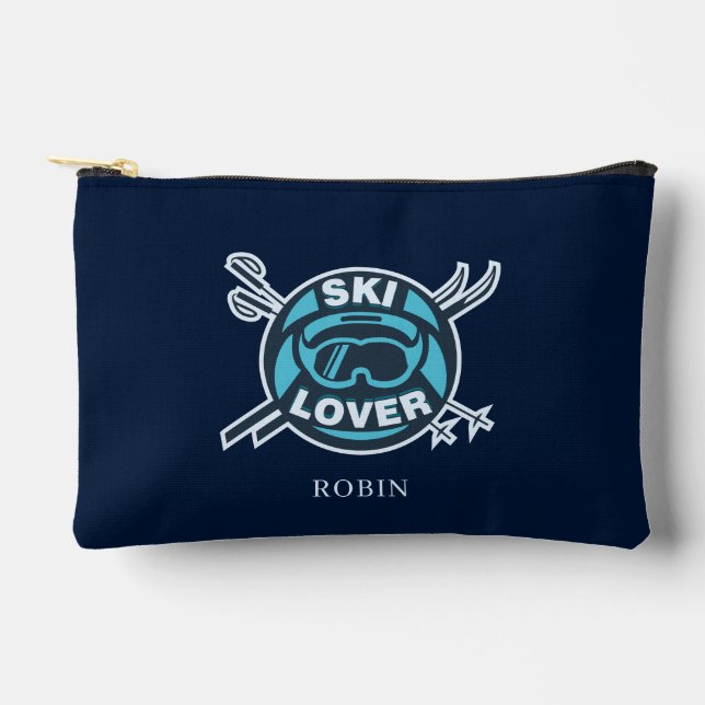 Ski Lover Personalised Winter Slopes Accessory Pouch (Front)