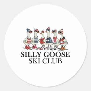 Ski Lover, Silly Goose Ski Club, A Gaggle Of Geese Classic Round Sticker