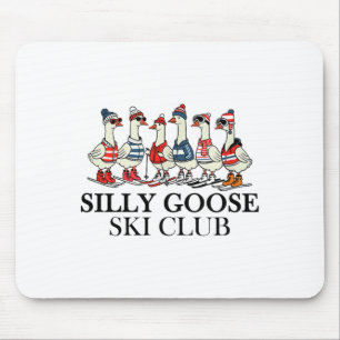 Ski lover silly goose ski club a gaggle of geese mouse pad
