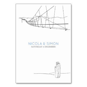 Ski Loving Couple In Love Cable Cars Mountaintops Table Number