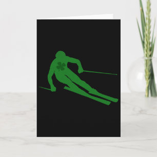 Ski Men, Women, Kids St Patrick's Day Lucky Skiing Card