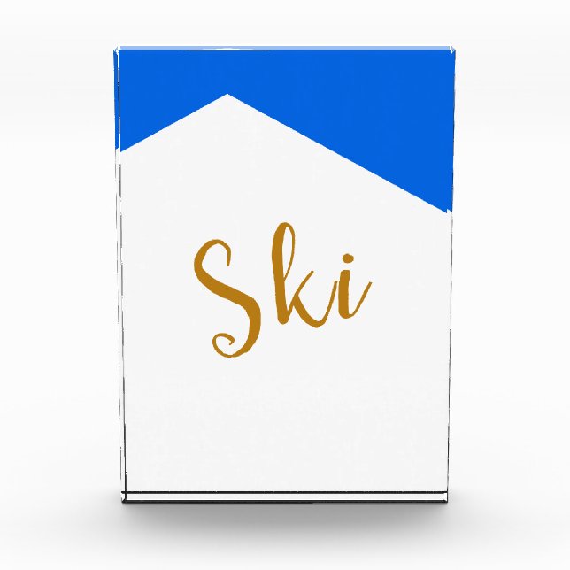 SKI Modern Bright White Mountain Alpine Blue Sky  Photo Block (Front)