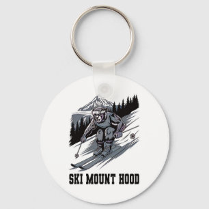 Ski Monster Racing Down Mount Hood Oregon Wow Fun Key Ring
