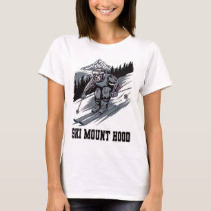 Ski Monster Racing Down Mount Hood Oregon Wow Fun T-Shirt