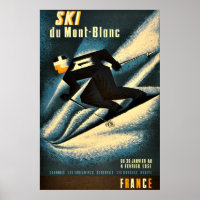 Ski Mont Blanc 1951 Vintage French Skiing Poster