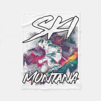Ski Montana Downhill Skiing Adventure Montana Usa Fleece Blanket