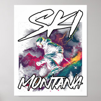 Ski Montana Downhill Skiing Adventure Montana Usa Poster