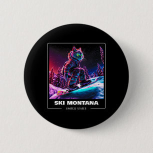 Ski Montana United States Ski Skiing Skier  6 Cm Round Badge