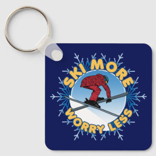 Ski More Worry Less   Skiing Quote Key Ring