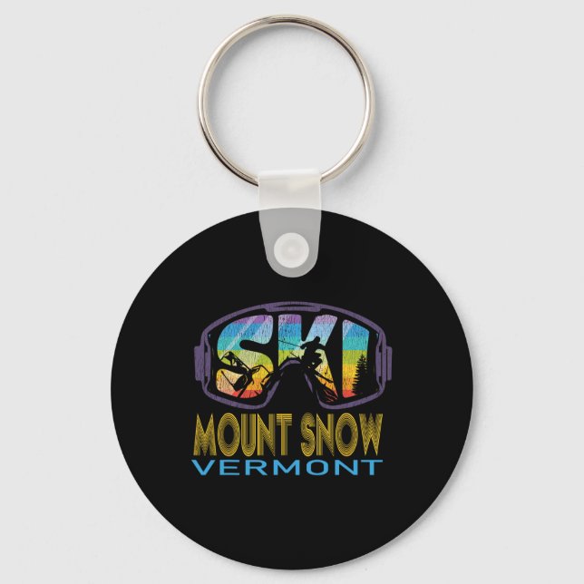 Ski Mount Snow Vermont Skiing Vacation  Key Ring (Front)