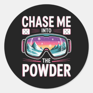 Ski Mountain For Men And Women. Powder Skiing _2 Classic Round Sticker