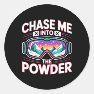 Ski Mountain For Men And Women. Powder Skiing Classic Round Sticker