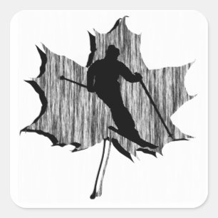 SKI MOUNTAIN REFLECTION SQUARE STICKER