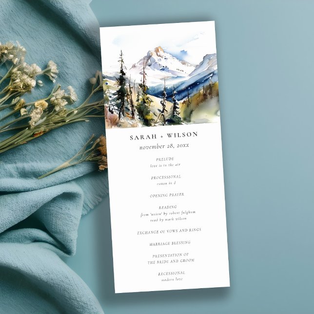 Ski Mountain Telluride Colorado Wedding Program Invitation (Creator Uploaded)