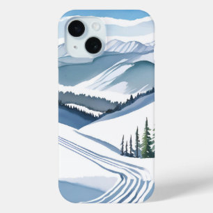 Ski Mountain Watercolor iPhone 15 Case