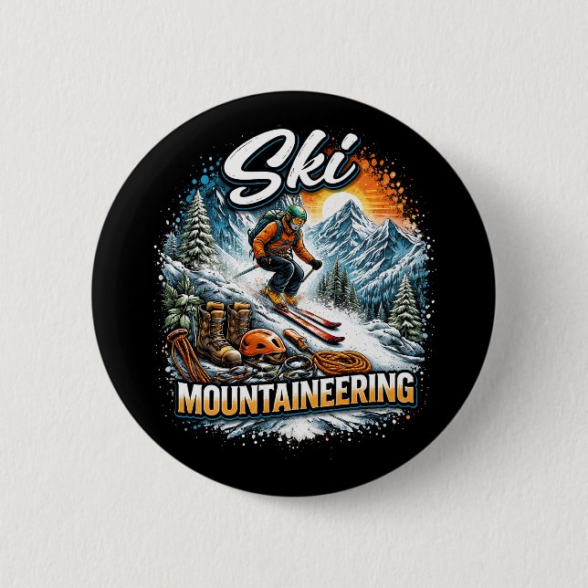 Ski Mountaineering 6 Cm Round Badge (Front)
