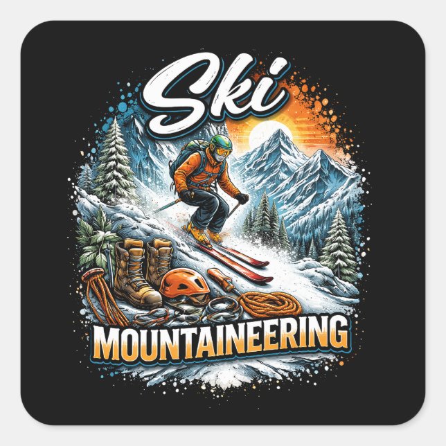 Ski Mountaineering Square Sticker (Front)