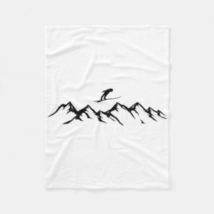 Ski Mountains Skier Alpine Skiing  Fleece Blanket