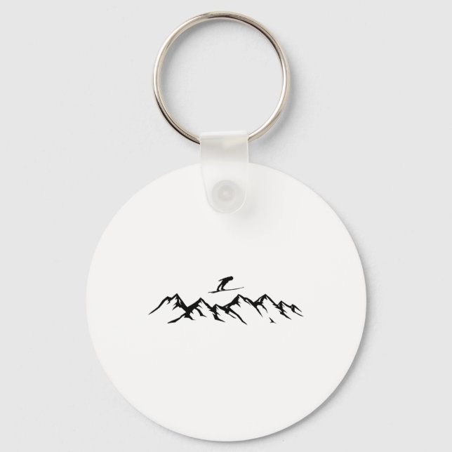 Ski Mountains Skier Alpine Skiing  Key Ring (Front)