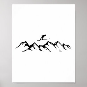 Ski Mountains Skier Alpine Skiing Poster