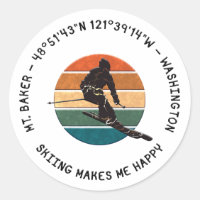 Ski Mt. Baker, Washington - Man Skier, Black Text