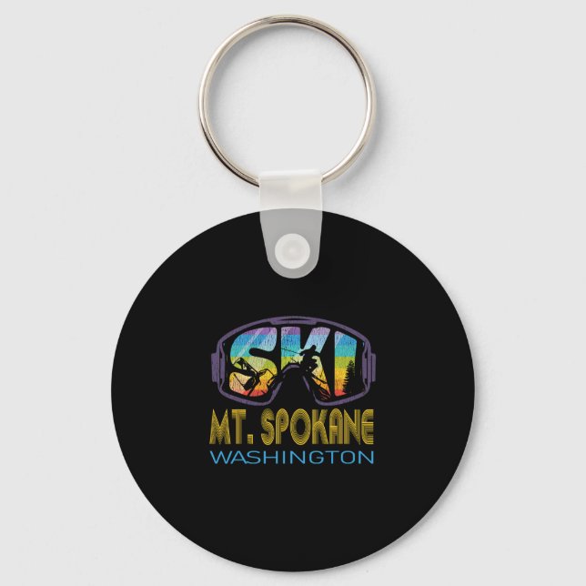 Ski Mt Spokane Washington Skiing Vacation  Key Ring (Front)