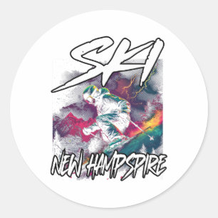 Ski New Hampshire Downhill Skiing Adventure Nh Usa Classic Round Sticker