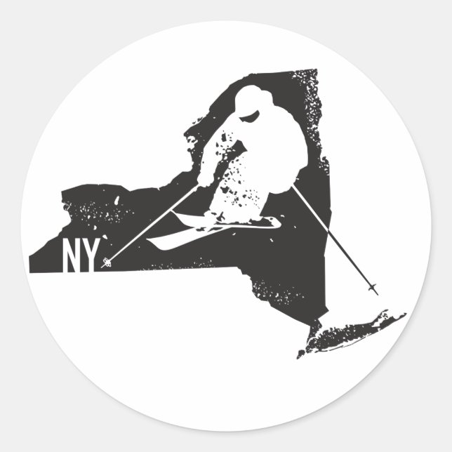 Ski New York Classic Round Sticker (Front)
