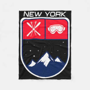Ski New York Mountain Skiing Trail Skier Goggle Po Fleece Blanket