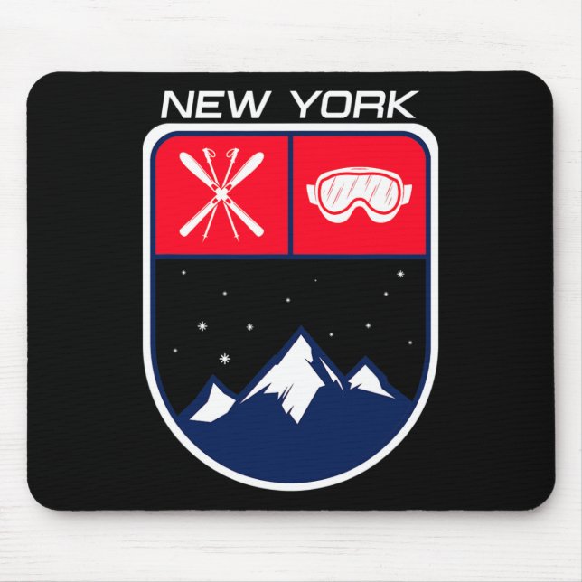 Ski New York Mountain Skiing Trail Skier Goggle Po Mouse Pad (Front)
