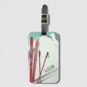 Ski NH Loon Mountain Vintage Illustration Luggage Tag