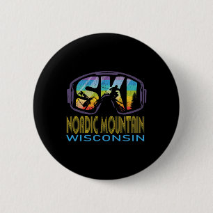 Ski Nordic Mountain Wisconsin Skiing Vacation 6 Cm Round Badge