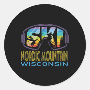 Ski Nordic Mountain Wisconsin Skiing Vacation Classic Round Sticker