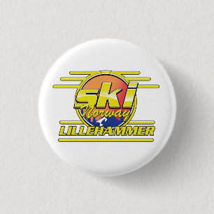 Ski Norway Lillehammer 80s vibe 3 Cm Round Badge