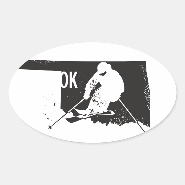 Ski Oklahoma Oval Sticker (Front)