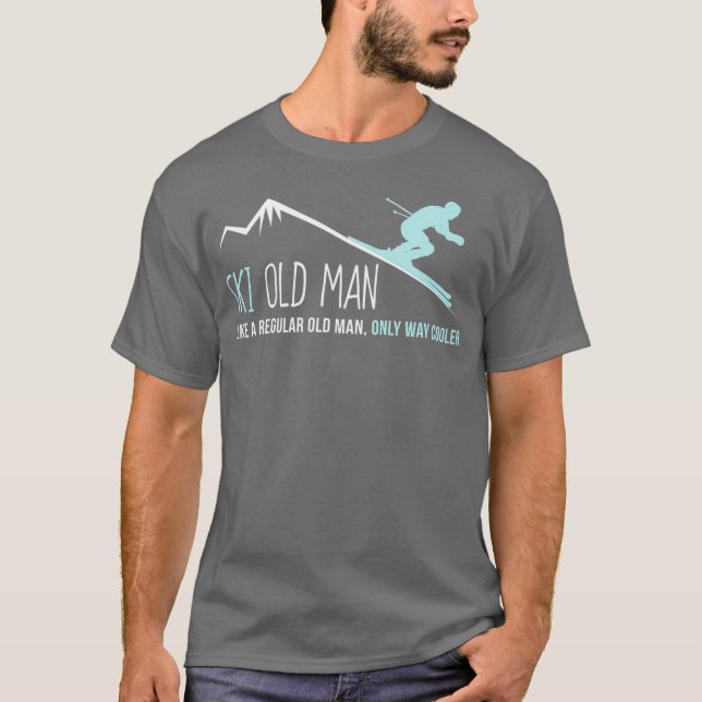 Ski Old Man  Funny Cute Winter Skiing Gift T-Shirt (Front)