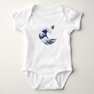 Ski on The Great Wave of Kanagawa Japanese  Baby Bodysuit
