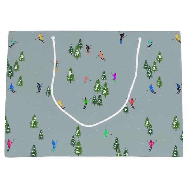  Ski Opening Christmas Skiing Holiday Skiers Blue Large Gift Bag (Front)