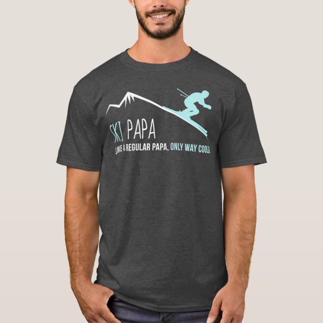Ski Papa  Funny Cute Winter Skiing Gift T-Shirt (Front)