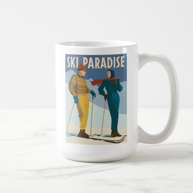 Ski Paradise Vintage  Print Coffee Mug (Right)
