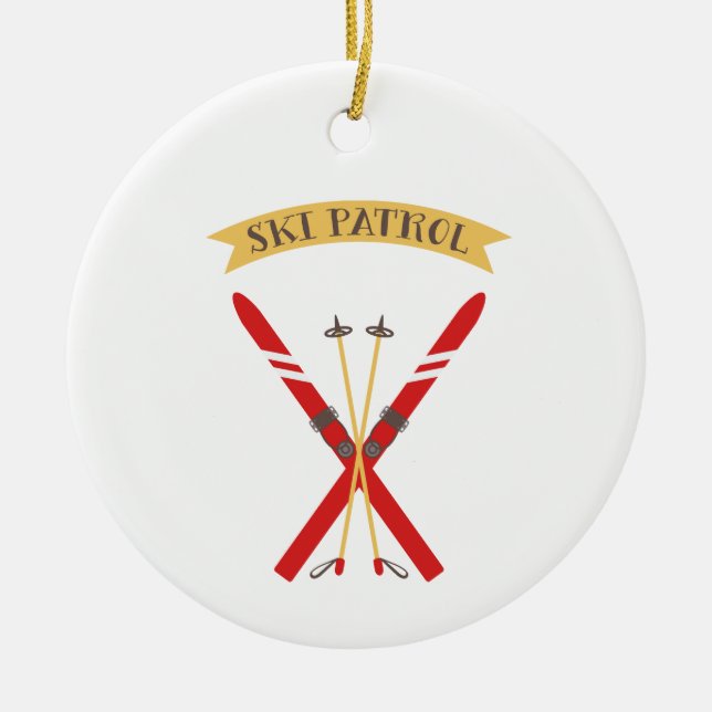 Ski Patrol Ceramic Tree Decoration (Front)